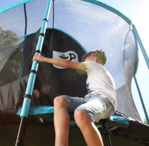 Outdoor playtime trampoline